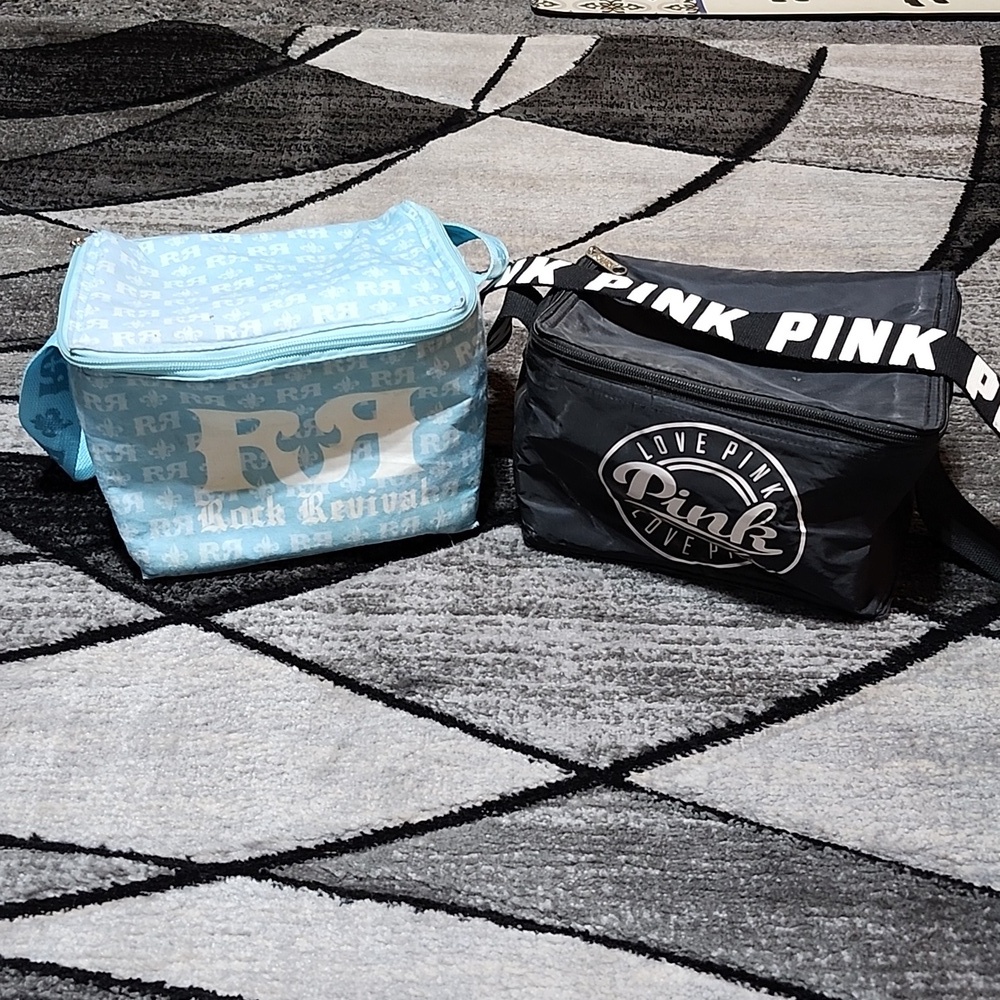 VINTAGE VS PINK BLACK LOGO LUNCH BAG ROCK REVIVAL INSULATED COOLER BAG B…